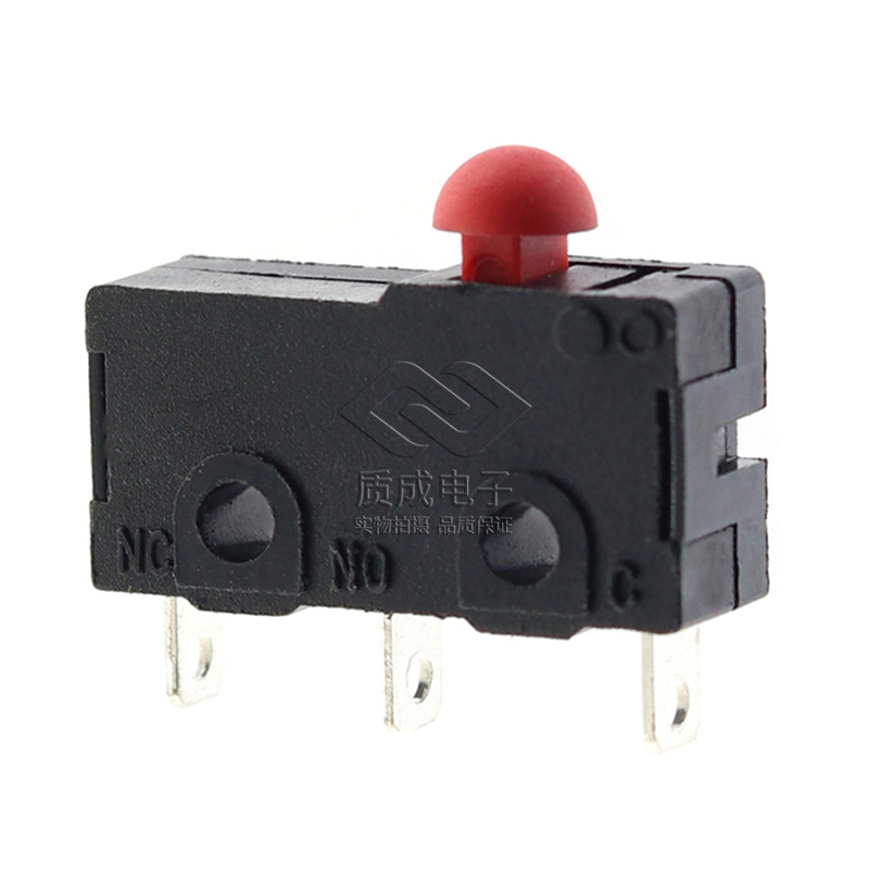 蘑菇頭紅色按鈕中型微動開關 立式三腳無柄銅觸點 5A125V大電流